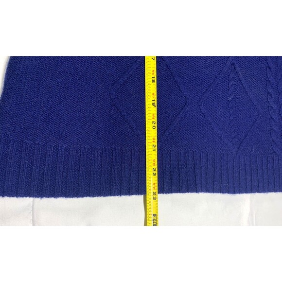 Scott & Scott London Womens Sweater L Blue Wool Cashmere Diamond Cable Boxy Fit - Picture 6 of 7